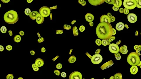 Falling Kiwi’s Slices Animation Background, Loop Video stock 319613776