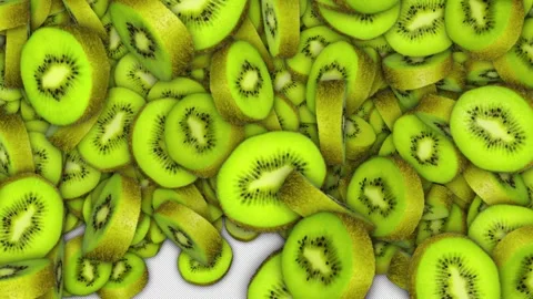 Falling Kiwi’s Slices Transition, Loop, on Alpha Channel Stock Footage 317273559