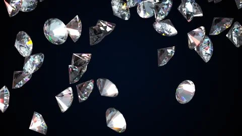 Falling large diamonds, computer generated. 3d render of beautiful background. 스톡 일러스트