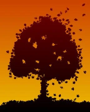 Falling leaf tree Stock Illustration