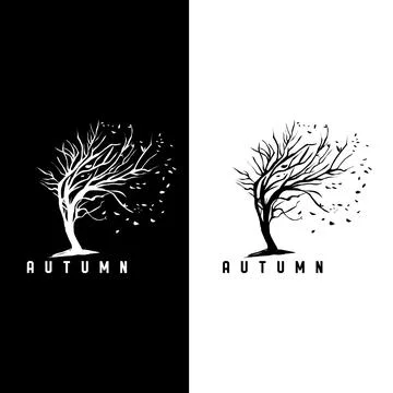 Falling leaf of tree logo vector graphics of autumn season elements Stock Illustration