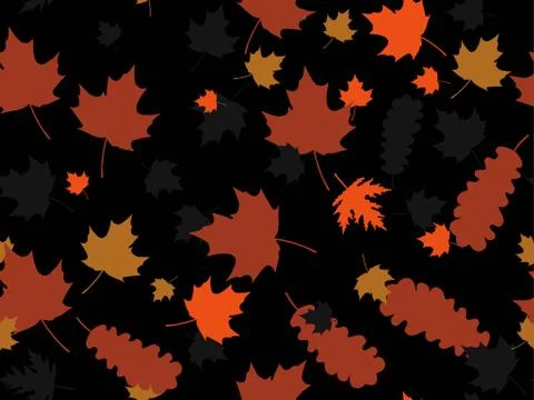 Falling leaves seamless pattern. Autumn leaves, leaf fall. Oak and maple Stock Illustration
