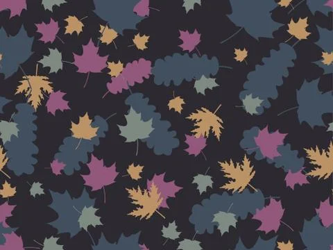 Falling leaves seamless pattern. Autumn leaves, leaf fall. Oak and maple Stock Illustration