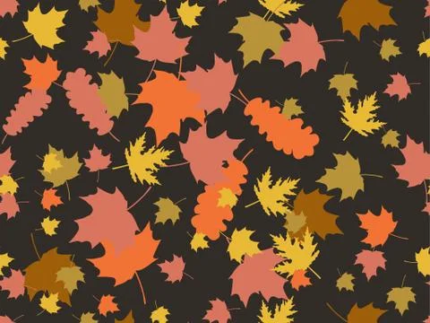 Falling leaves seamless pattern. Autumn leaves, leaf fall. Oak and maple Stock Illustration