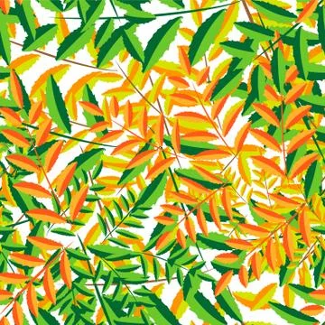 Falling leaves in seamless pattern Stock Illustration