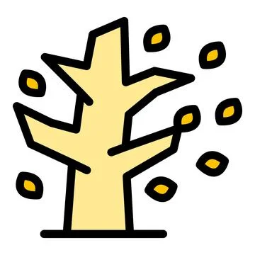 Falling leaves from tree depicting autumn season change icon Stock Illustration