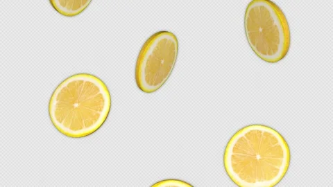 Falling Lemon Slices Animation Background on Alpha Channel, Loop 库存影片 292920435