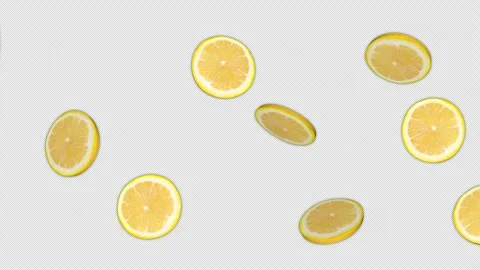 Falling Lemon Slices Animation Background on Alpha Channel, Loop 库存影片 292921247