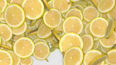 Falling Lemon Slices Animation Transition on Alpha Channel, Loop Stock Footage 292918775