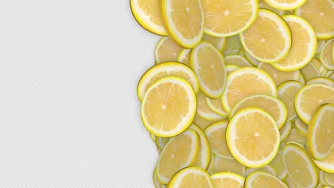Falling Lemon Slices Animation Transition on Alpha Channel, Loop 库存影片 292919139