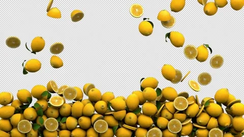 Falling lemons – 3d render with alpha channel. Stock Footage 267697341