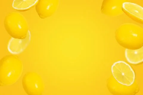 Falling lemons background Stock Photos