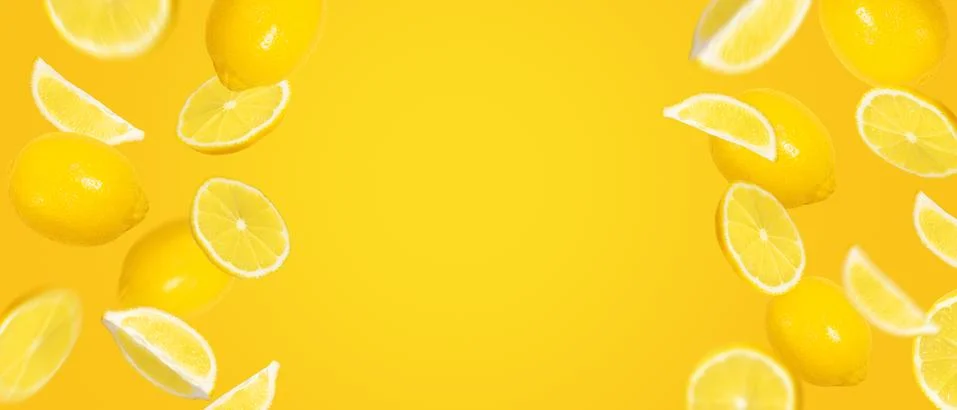 Falling lemons background Stock Photos