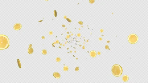 Falling Lemon’s Slices Fruit on Alpha Channel, Loop Stock Footage 311873887