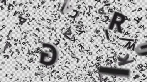 Falling Letters 4k with alpha channel. Stock Footage 56345100
