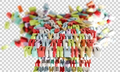 Falling letters isolated on transparent background Stock Illustration