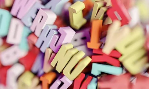 Falling letters isolated on white background Stock Illustration