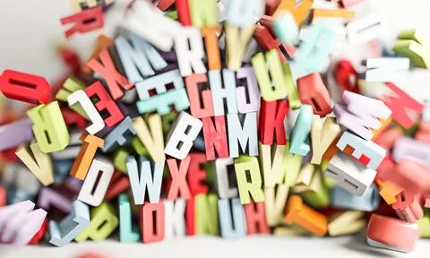 Falling letters isolated on white background Stock Illustration