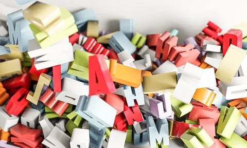 Falling letters isolated on white background Stock Illustration