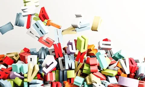 Falling letters isolated on white background Stock Illustration