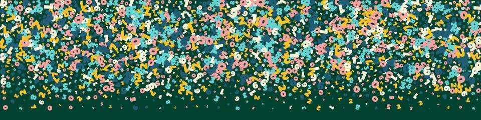 Falling light numbers. Math study concept with flying digits. Emotional back to Illustrazione stock