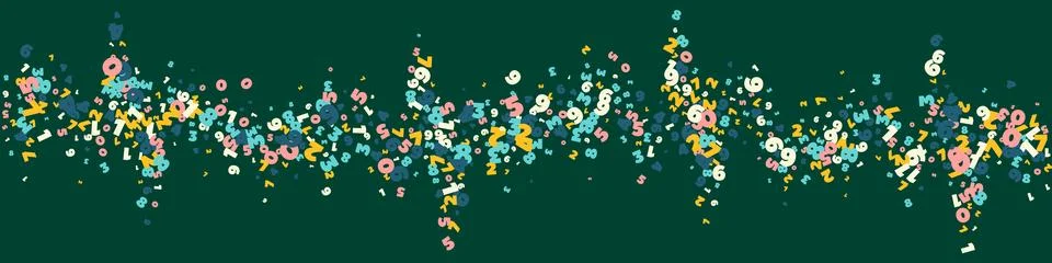 Falling light numbers. Math study concept with flying digits. Pretty back to Stock Illustration