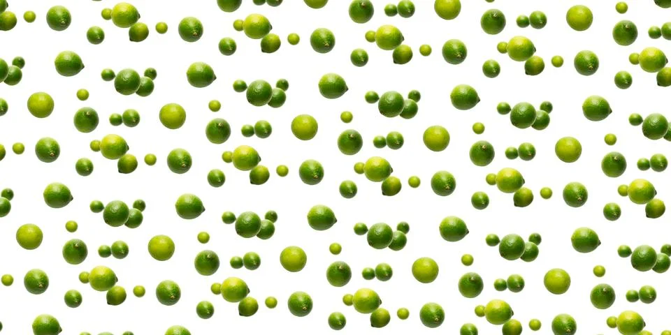 Falling lime isolated on white background. not pattern. Vitamin background ma Stock Photos