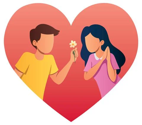 Falling in Love Flat Design Stock Illustration