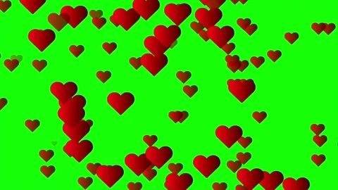 Falling love hearts animation loop on green screen Stock Footage 314206018