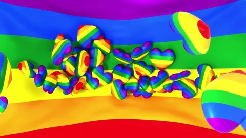 Falling Love in a Rainbow flag Stock Footage 135737099