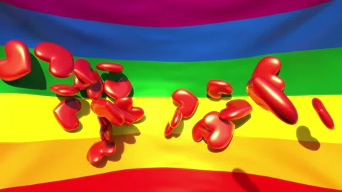 Falling Love in a Rainbow flag Stock Footage 136189368