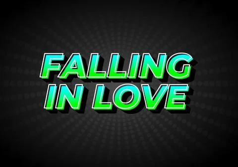 Falling in love. Text effect in gradient green blue color, 3D look. Dark ba.. Stock Illustration