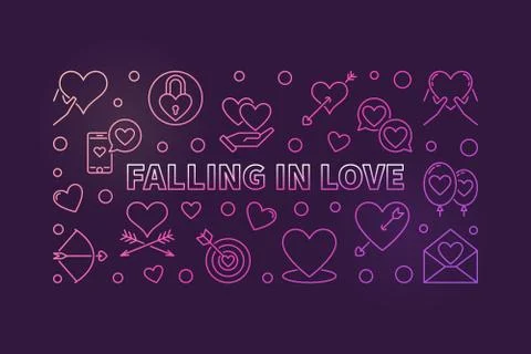 Falling in Love vector modern colored outline illustration Stock Illustration