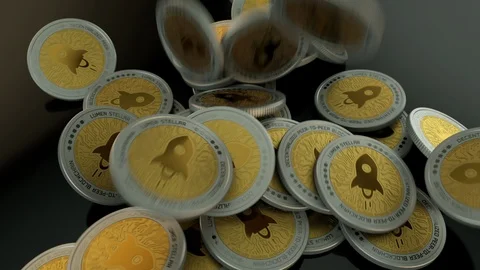 Falling Lumens Stellar crypto currency coins Stock Footage 88945126