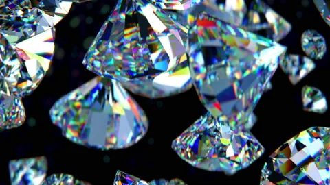 Falling luxury diamonds loop-able background in slow motion 4K Stock Footage 151709681