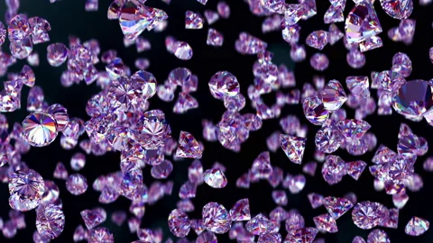 Falling luxury diamonds loop-able vertical background in slow motion 4K Stock Footage 153134522
