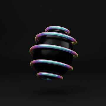 Falling luxury holographic 3d easter egg with pattern on black background. 3d Stock Illustration
