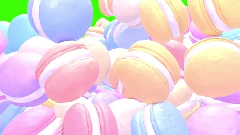 Falling macarons on green screen 스톡 동영상 246195531