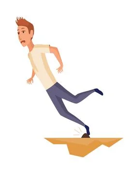 Falling man. Falling down people because of slipping, accident. Young men Stock Illustration
