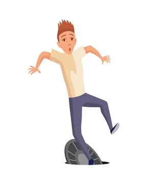 Falling man. Falling down people through the open hatch, accident. Young men Ilustração Stock