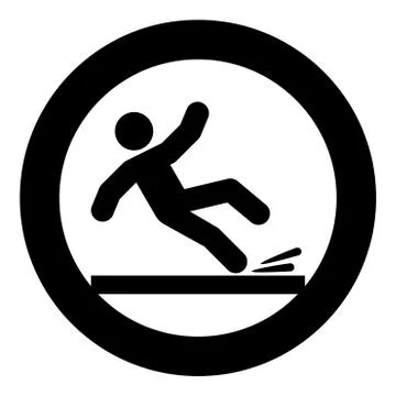 Falling man icon black color illustration in circle round Stock Illustration