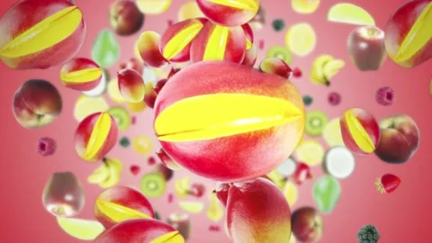 Falling MANGOS Background, Loop, Animation, with Alpha Channel Stock-Footage 132711182