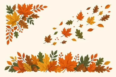 Falling Maple Leaves Overlay Set Stock Illustration