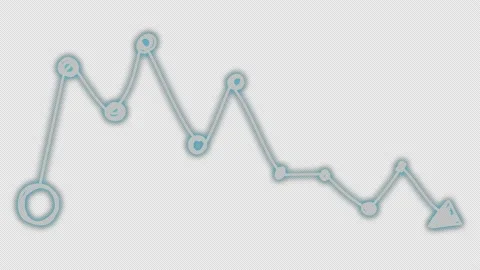 A falling market. Neon dot arrow for infographics. The trend of scarcity, Stock Footage 179740592