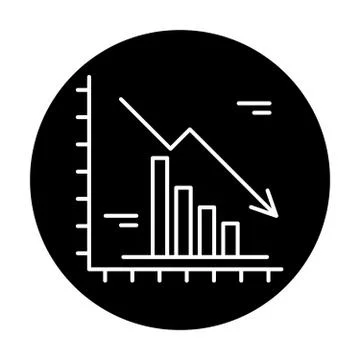 Falling markets black icon, vector sign on isolated background. Falling markets Illustrazione stock