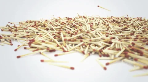 Falling Match Sticks 3D Animation Stock Footage