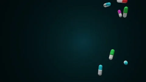 Falling medication on dark screen Stock Footage 148598882