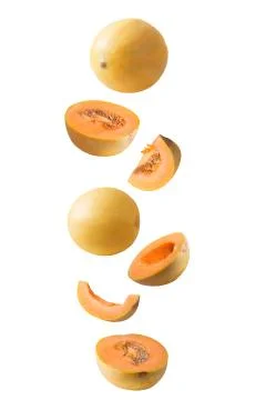 Falling melon isolated on white background Stock Photos