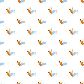 Falling men pattern on white background seamless design Stock Illustration