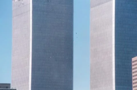 Falling metal debris from the second tower of the World Trade Center on 9/11 Stock Photos
